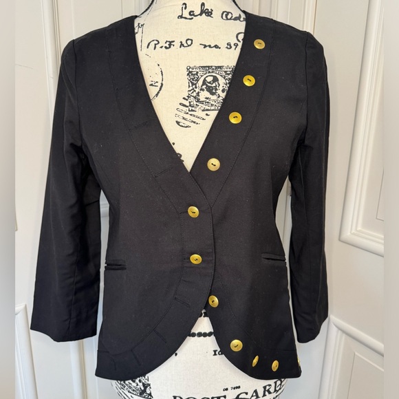 🖤 Tellulah Sunrise Black Blazer – Gold Button Accents | Fitted & Chic | Size S - Picture 1 of 9